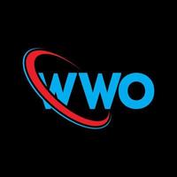 wwo logotyp. wwo brev. wwo brev logotyp design. initialer wwo logotyp länkad med cirkel och versaler monogram logotyp. wwo-typografi för varumärket teknik, företag och fastigheter. vektor