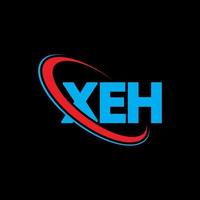 xeh-Logo. xeh Brief. xeh-Buchstaben-Logo-Design. xeh-Logo mit den Initialen, verbunden mit einem Kreis und einem Monogramm-Logo in Großbuchstaben. xeh-typografie für technologie-, geschäfts- und immobilienmarke. vektor