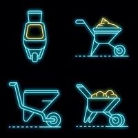 Schubkarre Icon Set Vektor Neon