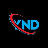 ynd-Logo. und Brief. ynd-Brief-Logo-Design. Initialen und Logo verbunden mit Kreis und Monogramm-Logo in Großbuchstaben. ynd Typografie für Technologie-, Geschäfts- und Immobilienmarke. vektor