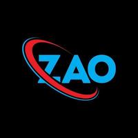 Zao-Logo. Zao-Brief. Zao-Brief-Logo-Design. Initialen Zao-Logo verbunden mit Kreis und Monogramm-Logo in Großbuchstaben. zao-typografie für technologie-, geschäfts- und immobilienmarke. vektor