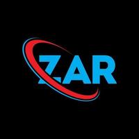 zar-Logo. Zar-Brief. zar-Brief-Logo-Design. Initialen Zar-Logo verbunden mit Kreis und Monogramm-Logo in Großbuchstaben. zar-typografie für technologie-, geschäfts- und immobilienmarke. vektor