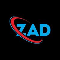 Zad-Logo. Zad-Brief. Zad-Brief-Logo-Design. initialen zad logo verbunden mit kreis und monogramm logo in großbuchstaben. zad-typografie für technologie-, geschäfts- und immobilienmarke. vektor