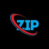 Zip-Logo. ZIP-Brief. Logo-Design mit Reißverschluss. Initialen-Zip-Logo, verbunden mit Kreis und Monogramm-Logo in Großbuchstaben. Zip-Typografie für Technologie-, Geschäfts- und Immobilienmarken. vektor