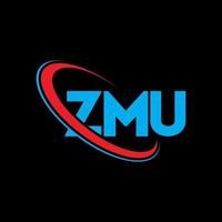 zmu-Logo. zmu Brief. zmu-Brief-Logo-Design. Initialen zmu-Logo verbunden mit Kreis und Monogramm-Logo in Großbuchstaben. zmu-Typografie für Technologie-, Geschäfts- und Immobilienmarke. vektor