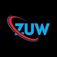 zuw-Logo. zuw brief. zuw-Buchstaben-Logo-Design. Initialen zuw-Logo verbunden mit Kreis und Monogramm-Logo in Großbuchstaben. zuw Typografie für Technologie-, Business- und Immobilienmarke. vektor