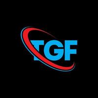 tgf-Logo. tgf-Brief. tgf-Buchstaben-Logo-Design. Initialen-tgf-Logo, verbunden mit Kreis und Monogramm-Logo in Großbuchstaben. tgf-typografie für technologie-, geschäfts- und immobilienmarke. vektor