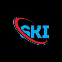 Ski-Logo. ski brief. Ski-Brief-Logo-Design. Initialen-Ski-Logo, verbunden mit Kreis und Monogramm-Logo in Großbuchstaben. skitypografie für technologie-, geschäfts- und immobilienmarke. vektor