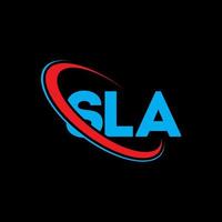 sla-Logo. sla-Brief. sla-Buchstaben-Logo-Design. Initialen-Sla-Logo, verbunden mit Kreis und Monogramm-Logo in Großbuchstaben. sla typografie für technologie-, geschäfts- und immobilienmarke. vektor
