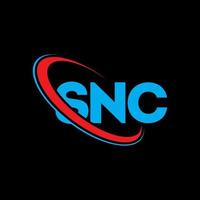 snc logotyp. snc brev. snc brev logotyp design. initialer snc logotyp länkad med cirkel och versaler monogram logotyp. snc typografi för teknik, företag och fastighetsmärke. vektor