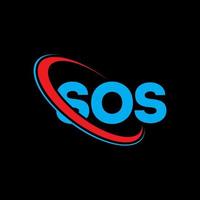 sos-Logo. sos-Brief. SOS-Brief-Logo-Design. Initialen SOS-Logo verbunden mit Kreis und Monogramm-Logo in Großbuchstaben. sos-typografie für technologie-, geschäfts- und immobilienmarke. vektor