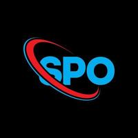 spo logotyp. spo brev. spo brev logotyp design. initialer spo logotyp länkad med cirkel och versaler monogram logotyp. spo typografi för teknik, affärs- och fastighetsmärke. vektor