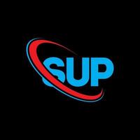 sup-Logo. Super Brief. sup-Buchstaben-Logo-Design. Initialen-Sup-Logo, verbunden mit Kreis und Monogramm-Logo in Großbuchstaben. sup-typografie für technologie-, geschäfts- und immobilienmarke. vektor