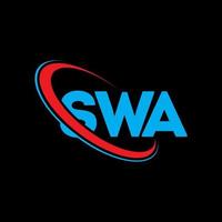Swa-Logo. Swa-Brief. Swa-Brief-Logo-Design. Initialen-Swa-Logo, verbunden mit Kreis und Monogramm-Logo in Großbuchstaben. swa typografie für technologie-, geschäfts- und immobilienmarke. vektor