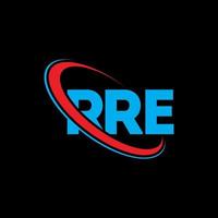 rre-Logo. re Brief. rre-Brief-Logo-Design. Initialen rre-Logo verbunden mit Kreis und Monogramm-Logo in Großbuchstaben. rre Typografie für Technologie-, Geschäfts- und Immobilienmarke. vektor