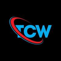 tcw logotyp. tcw brev. tcw brev logotyp design. initialer tcw logotyp länkad med cirkel och versaler monogram logotyp. tcw typografi för teknik, affärs- och fastighetsmärke. vektor