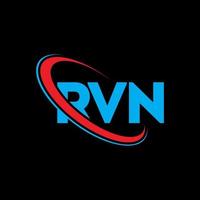 rvn-Logo. rvn-Brief. rvn-Brief-Logo-Design. Initialen RVN-Logo verbunden mit Kreis und Monogramm-Logo in Großbuchstaben. rvn typografie für technologie-, geschäfts- und immobilienmarke. vektor