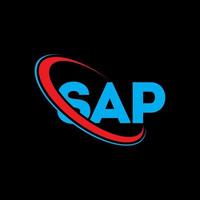SAP-Logo. SAP-Brief. SAP-Brief-Logo-Design. Initialen-Sap-Logo, verbunden mit Kreis und Monogramm-Logo in Großbuchstaben. SAP-Typografie für Technologie-, Geschäfts- und Immobilienmarken. vektor