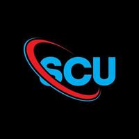 scu-Logo. scu-Brief. scu-Brief-Logo-Design. Initialen-SCU-Logo, verbunden mit Kreis und Monogramm-Logo in Großbuchstaben. scu-typografie für technologie-, geschäfts- und immobilienmarke. vektor