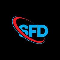 sfd-Logo. sfd-Brief. sfd-Brief-Logo-Design. Initialen sfd-Logo verbunden mit Kreis und Monogramm-Logo in Großbuchstaben. sfd-typografie für technologie-, geschäfts- und immobilienmarke. vektor