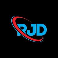 rjd-Logo. rjd-Brief. rjd-Buchstaben-Logo-Design. Initialen-RJD-Logo, verbunden mit Kreis und Monogramm-Logo in Großbuchstaben. rjd-typografie für technologie-, geschäfts- und immobilienmarke. vektor