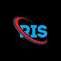 Ris-Logo. Ris Brief. ris-Brief-Logo-Design. Initialen-Ris-Logo, verbunden mit Kreis und Monogramm-Logo in Großbuchstaben. ris typografie für technologie-, geschäfts- und immobilienmarke. vektor