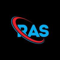 ras-Logo. ras Brief. ras-Buchstaben-Logo-Design. initialen ras logo verbunden mit kreis und monogramm logo in großbuchstaben. ras typografie für technologie-, geschäfts- und immobilienmarke. vektor