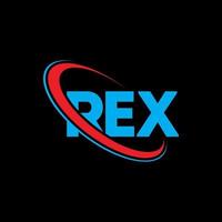 rex logotyp. rex brev. rex brev logotyp design. initialer rex logotyp länkad med cirkel och versaler monogram logotyp. rex typografi för teknik, företag och fastighetsmärke. vektor