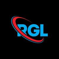 rgl logotyp. rgl brev. rgl brev logotyp design. initialer rgl logotyp länkad med cirkel och versaler monogram logotyp. rgl typografi för teknik, företag och fastighetsmärke. vektor