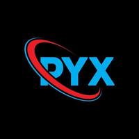 pyx logotyp. pyx brev. pyx brev logotyp design. initialer pyx logotyp länkad med cirkel och versaler monogram logotyp. pyx-typografi för teknik-, affärs- och fastighetsmärke. vektor