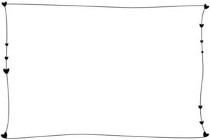 vektor - handritning svart kant med minihjärtan isolerad på vit bakgrund. doodle, minimal stil. söt ram. kopieringsutrymme. kan användas för inbjudningskort, etikett, vykort.