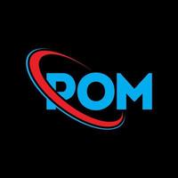 Pom-Logo. Pom-Brief. Pom-Buchstaben-Logo-Design. Initialen-Pom-Logo, verbunden mit Kreis und Monogramm-Logo in Großbuchstaben. pom-typografie für technologie-, geschäfts- und immobilienmarke. vektor