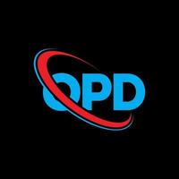 opd-Logo. opd-Brief. opd-Buchstaben-Logo-Design. Initialen opd-Logo verbunden mit Kreis und Monogramm-Logo in Großbuchstaben. opd-typografie für technologie-, geschäfts- und immobilienmarke. vektor