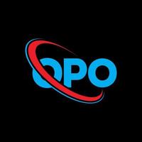 opo logotyp. opo brev. opo brev logotyp design. initialer opo logotyp länkad med cirkel och versaler monogram logotyp. opo typografi för teknik, företag och fastighetsmärke. vektor