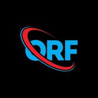 orf-Logo. orf-Brief. orf-Buchstaben-Logo-Design. Initialen orf-Logo verbunden mit Kreis und Monogramm-Logo in Großbuchstaben. orf-typografie für technologie-, geschäfts- und immobilienmarke. vektor