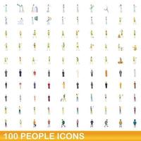 100 Personen Icons Set, Cartoon-Stil vektor