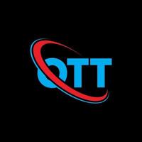 ott-Logo. ott Brief. ott-Buchstaben-Logo-Design. Initialen ott-Logo verbunden mit Kreis und Monogramm-Logo in Großbuchstaben. ott-typografie für technologie-, geschäfts- und immobilienmarke. vektor