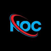 noc-Logo. Noc-Brief. Noc-Brief-Logo-Design. Initialen Noc-Logo verbunden mit Kreis und Monogramm-Logo in Großbuchstaben. noc typografie für technologie, business und immobilienmarke. vektor