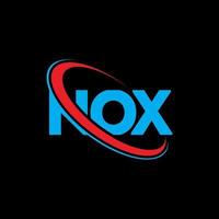 nox logotyp. nox brev. nox letter logotyp design. initialer nox logotyp länkad med cirkel och versaler monogram logotyp. nox typografi för teknik, företag och fastighetsmärke. vektor