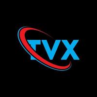 tvx logotyp. tvx brev. tvx brev logotyp design. initialer tvx logotyp länkad med cirkel och versaler monogram logotyp. tvx typografi för teknik, företag och fastighetsmärke. vektor