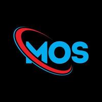 Mos-Logo. mos brief. Logo-Design mit Mos-Buchstaben. Initialen-Mos-Logo, verbunden mit Kreis und Monogramm-Logo in Großbuchstaben. mos typografie für technologie, business und immobilienmarke. vektor