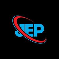 jep-Logo. jep brief. Logo-Design mit Jeep-Buchstaben. Initialen Jep-Logo verbunden mit Kreis und Monogramm-Logo in Großbuchstaben. jep-typografie für technologie-, geschäfts- und immobilienmarke. vektor