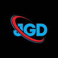 jgd-Logo. jgd brief. jgd-Buchstaben-Logo-Design. Initialen JGD-Logo verbunden mit Kreis und Monogramm-Logo in Großbuchstaben. jgd typografie für technologie-, geschäfts- und immobilienmarke. vektor