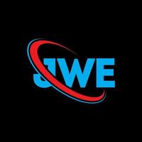 jwe-Logo. jwe brief. JWE-Brief-Logo-Design. Initialen JWE-Logo verbunden mit Kreis und Monogramm-Logo in Großbuchstaben. jwe Typografie für Technologie-, Geschäfts- und Immobilienmarke. vektor