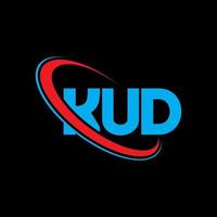 Kud-Logo. Kud-Brief. Kud-Brief-Logo-Design. Initialen Kud-Logo, verbunden mit Kreis und Monogramm-Logo in Großbuchstaben. kud-typografie für technologie-, geschäfts- und immobilienmarke. vektor