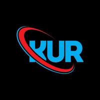 kur-Logo. kur Brief. kur-Buchstaben-Logo-Design. Initialen kur-Logo verbunden mit Kreis und Monogramm-Logo in Großbuchstaben. kur typografie für technologie-, geschäfts- und immobilienmarke. vektor