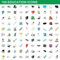 100 Bildungssymbole im Cartoon-Stil vektor