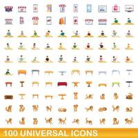 100 universelle Symbole im Cartoon-Stil vektor