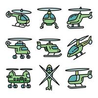 Hubschrauber-Icon-Set, Outline-Stil