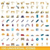 100 universelle Symbole im Cartoon-Stil vektor